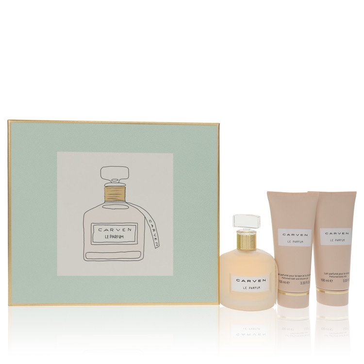Carven Le Parfum Gift Set - 3.4 oz Eau De Parfum Spray + 3.4 oz Body Milk + 3.4 oz  Shower Gel by Carven --