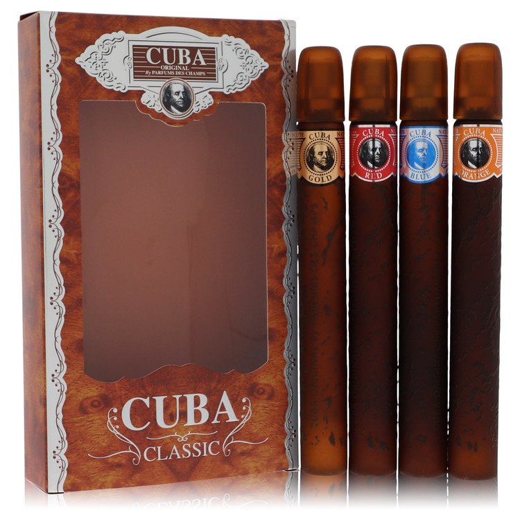 Cuba Gold Gift Set - Cuba Variety Set includes All Four 1.15 oz Sprays, Cuba Red, Cuba Blue, Cuba Gold and Cub by Fragluxe --