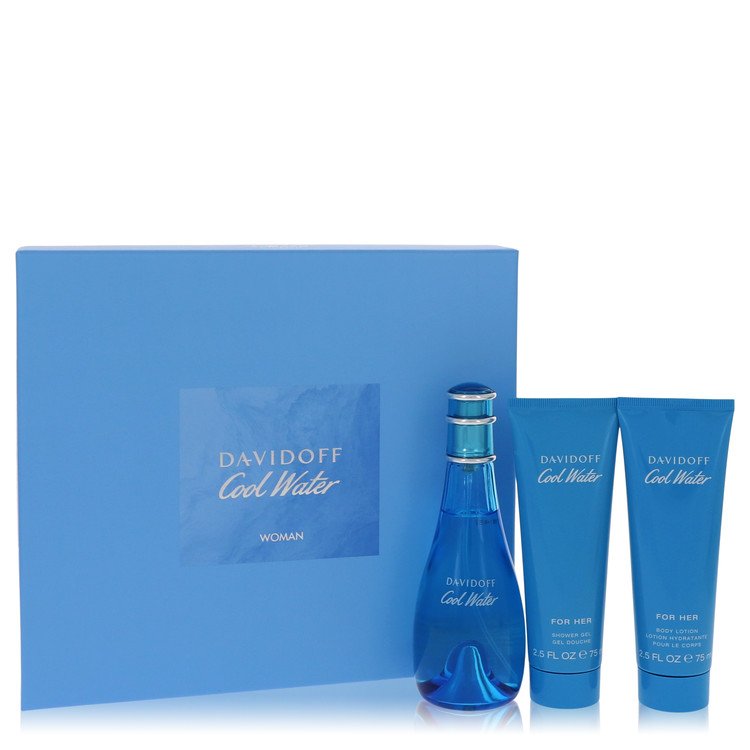 Cool Water Gift Set - 3.4 oz Eau De Toilette Spray + 2.5 oz Body Lotion + 2.5 oz Shower Breeze by Davidoff --