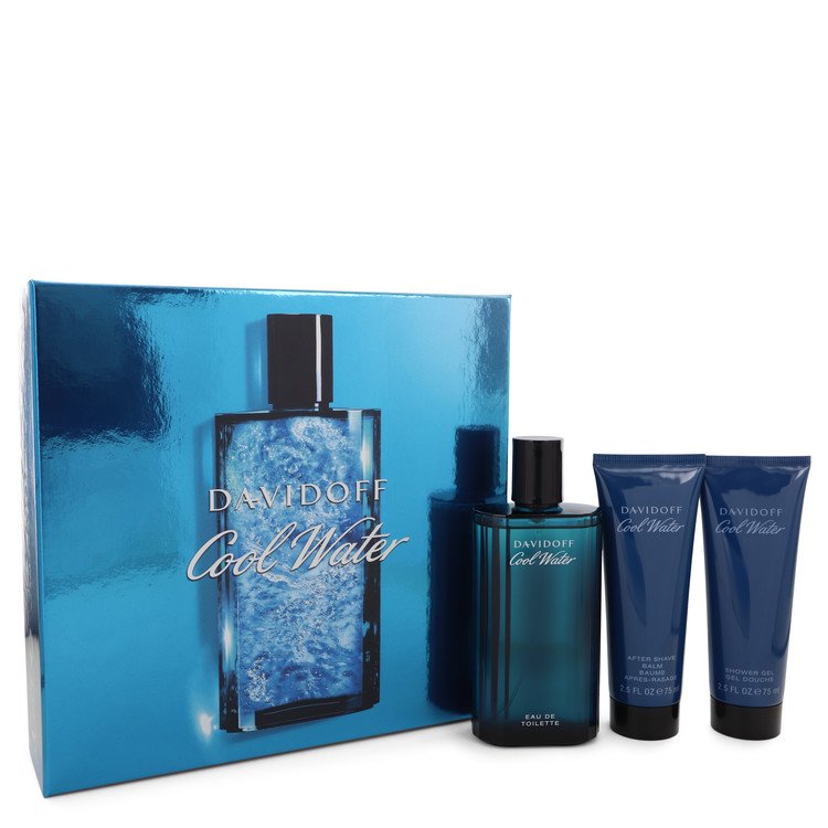 Cool Water Gift Set - 4.2 oz Eau De Toilette Spray + 2.5 oz After Shave Balm + 2.5 oz Shower Gel by Davidoff --
