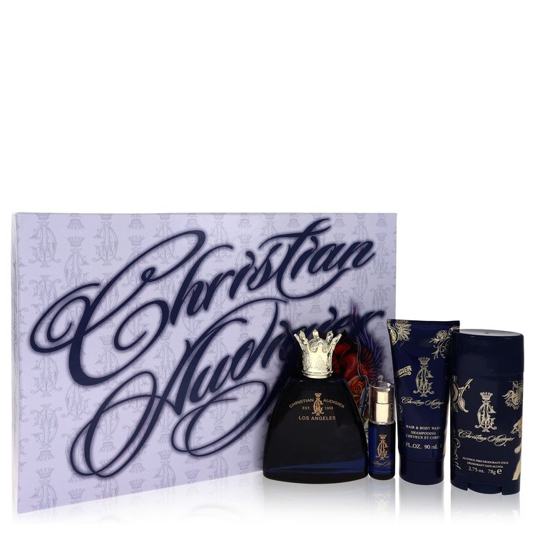 Christian Audigier Gift Set - 3.4 oz Eau De Toilette Spray + .25 oz MIN EDT + 3 oz Body Wash + 2.75 Deodorant Stick by Christian Audigier -- Brands HD