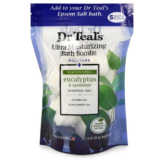 Dr Teals Ultra Moisturizing Bath Bombs Five (5) 1.6 oz Moisture Rejuvinating Bath Bombs with Eucalyptus & Spearmint, Essential Oils, Jojoba by Dr Teals 50 ml