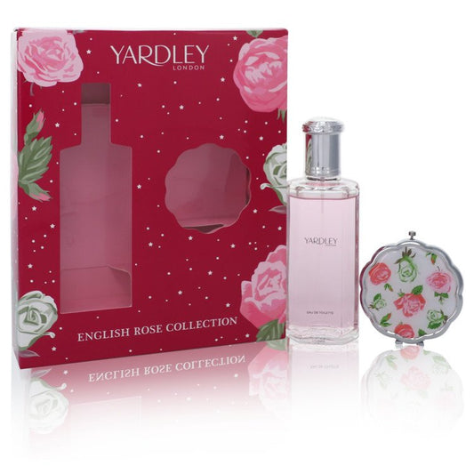 English Rose Yardley Gift Set - 4.2 oz Eau De Toilette Spray + Compact Mirror by Yardley London --