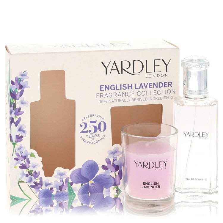 English Lavender Gift Set - 1.7 oz Eau De Toilette + 4.2 oz Fragranced Candle by Yardley London --