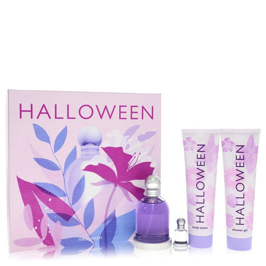 Halloween Gift Set - 3.4 oz Eau De Toilette Spray + 5 oz Body Lotion + 1.7 oz Shower Gel + .15 oz Mini EDT by Jesus Del Pozo --