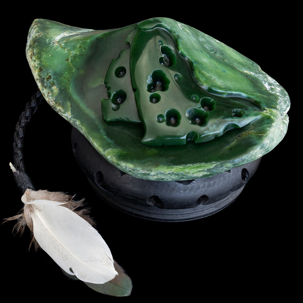 Jade Kawakawa Leaf Sculpture by Nick Balme