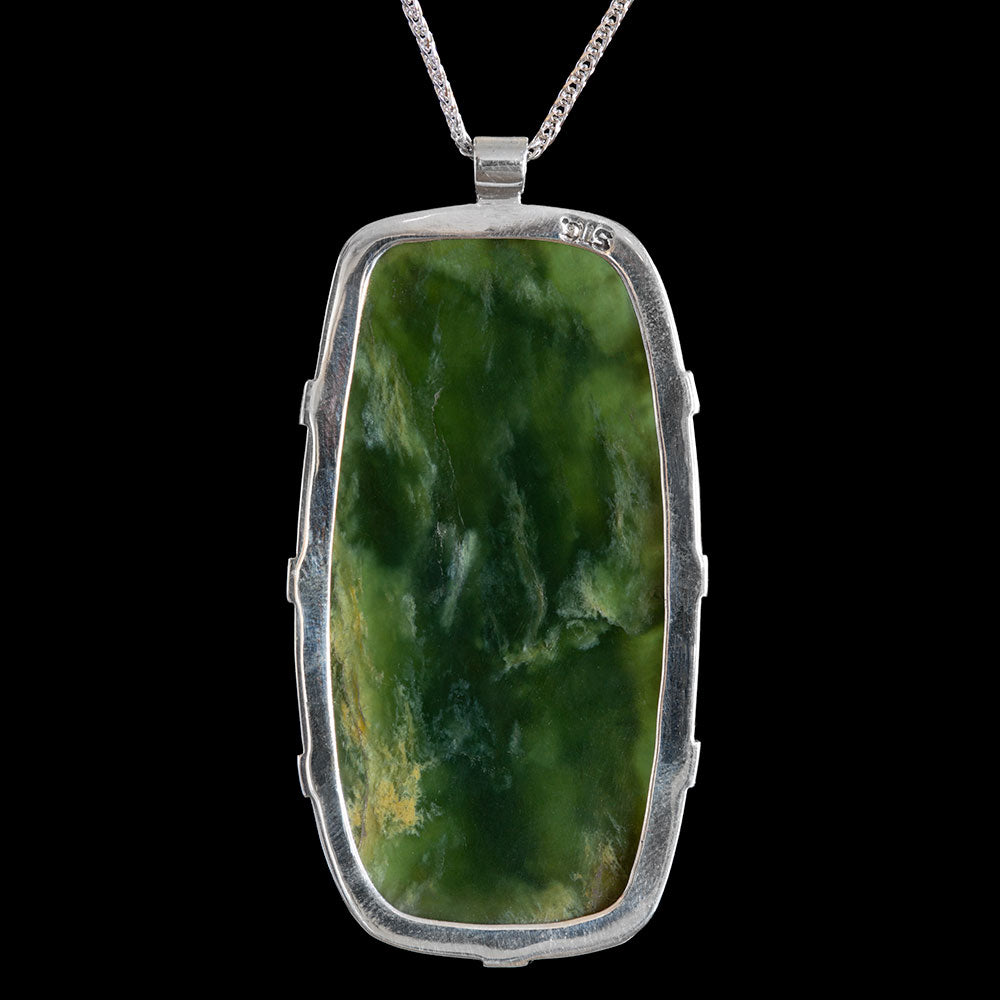 Flower Jade & Silver Drop by John Mayo Pendant