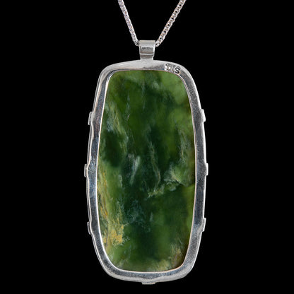 Flower Jade & Silver Drop by John Mayo Pendant