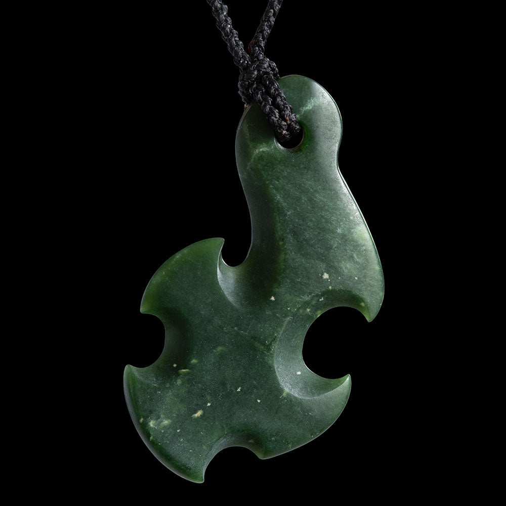 Large Dark Flower Jade Matau by Nick Balme Pendant