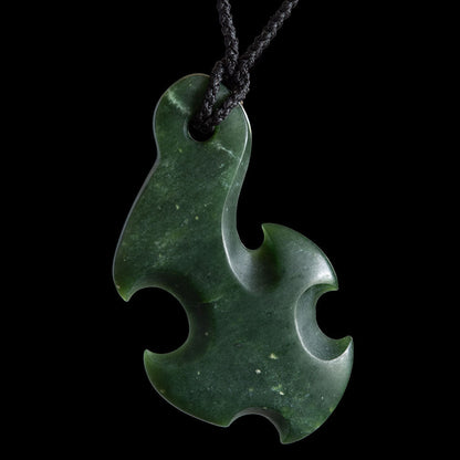 Large Dark Flower Jade Matau by Nick Balme Pendant