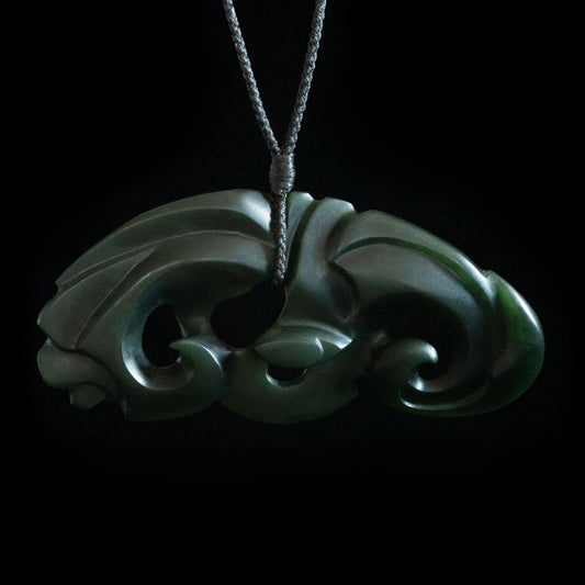Large Freeform Jade Koru Flow by Nick Balme Pendant