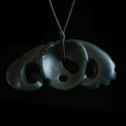 Large Freeform Jade Koru Flow by Nick Balme Pendant