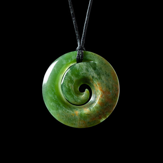 Pounamu Flower jade Koru by Luke Gardiner Pendant