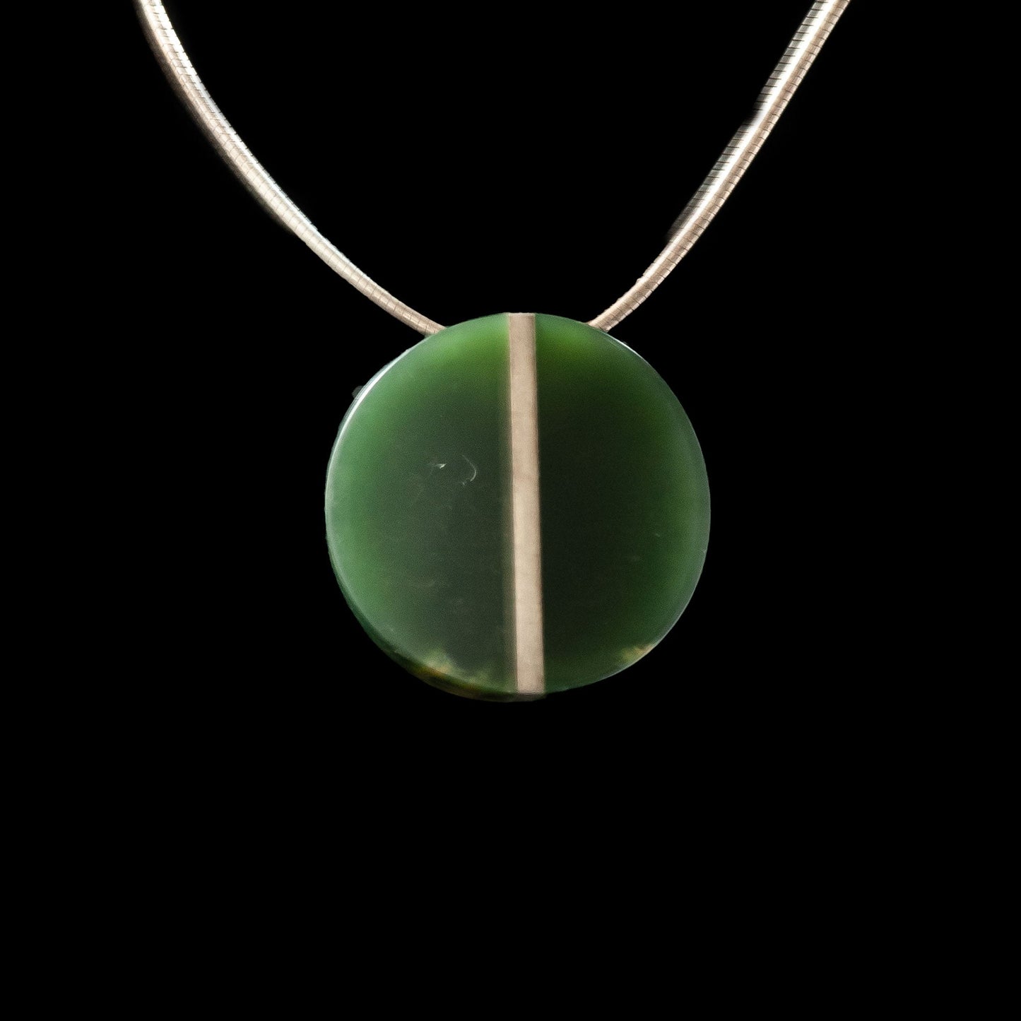 Jade Disc on Silver Chain by Jaymie Anderson Pendant