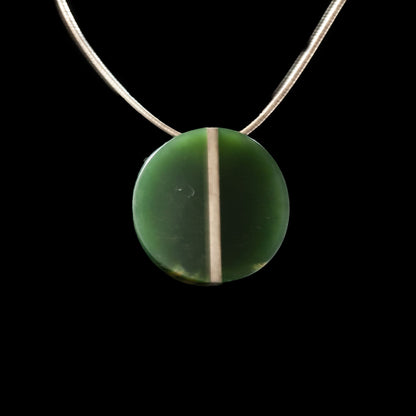 Jade Disc on Silver Chain by Jaymie Anderson Pendant