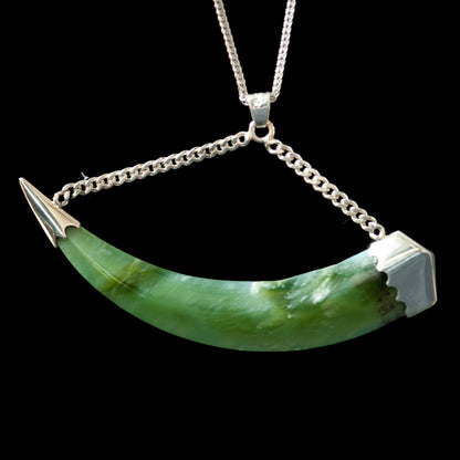 Flower Jade Huia beak Form by Alex Sands Pendant