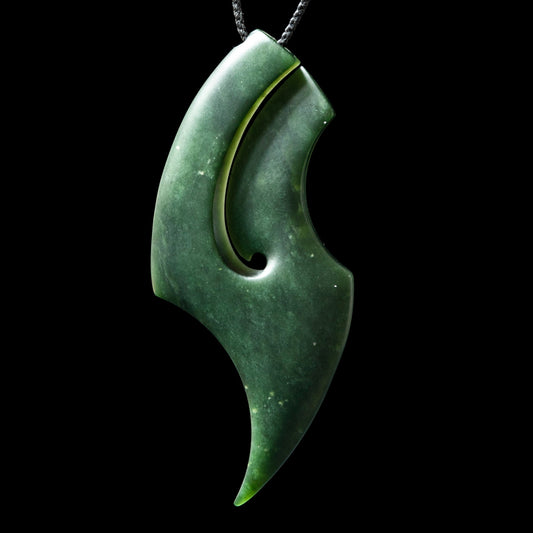 Large Dark Rimu Jade Tooth form by Madelyne Gourdin Pendant