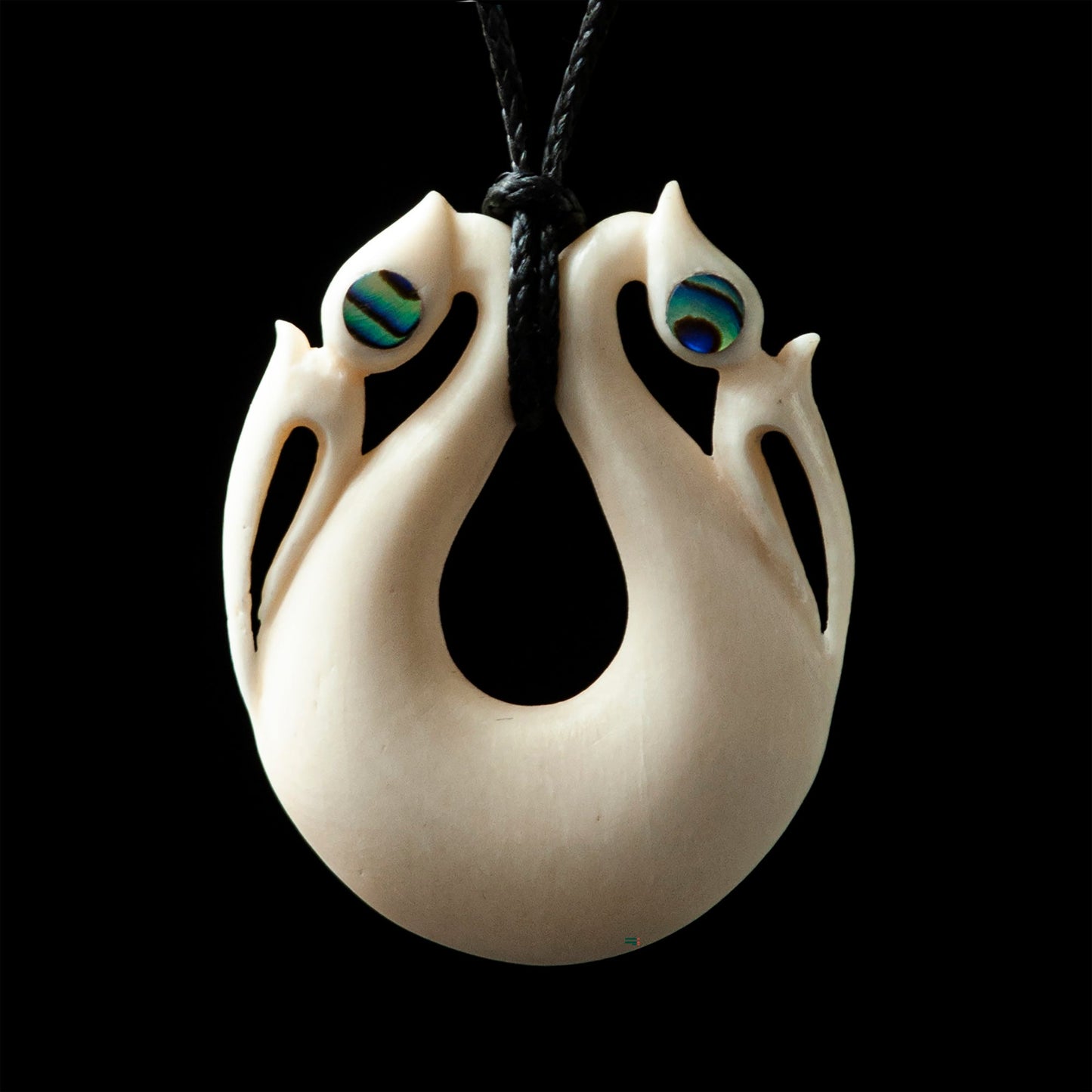 Bone Pekapeka with Paua inserts By Yuri Terenyi Pendant