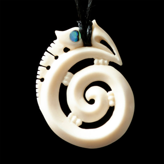 small koropepe, hand-crafted bone pendant by Yuri Terenyi