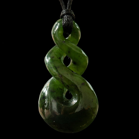 Small Jade Double Twist, handcrafted pendant -