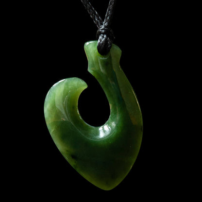 tiny Hei Matau - Hook, handcrafted jade pendant