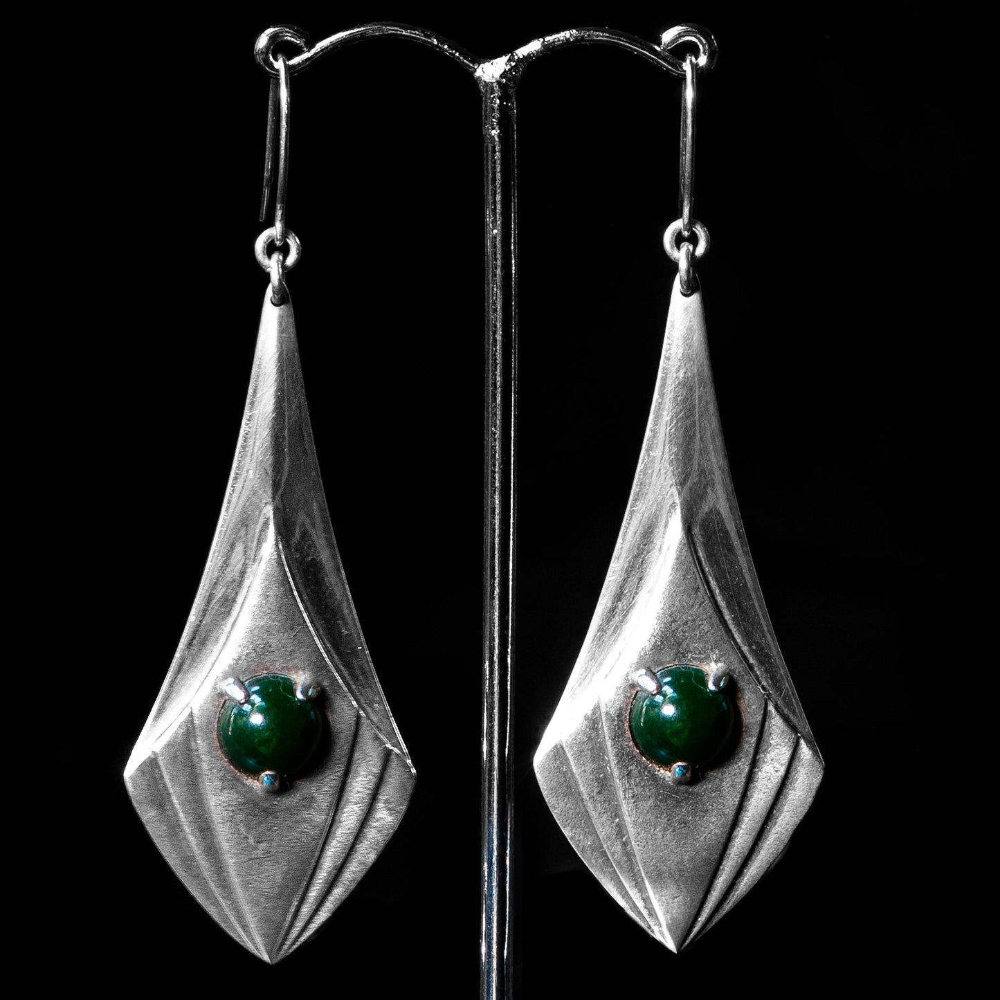 Sterling Silver Earrings with Pounamu Inserts Pendant