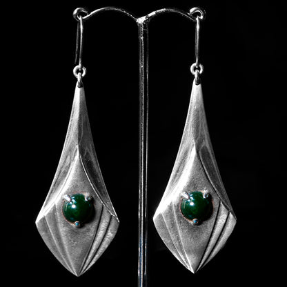 Sterling Silver Earrings with Pounamu Inserts Pendant