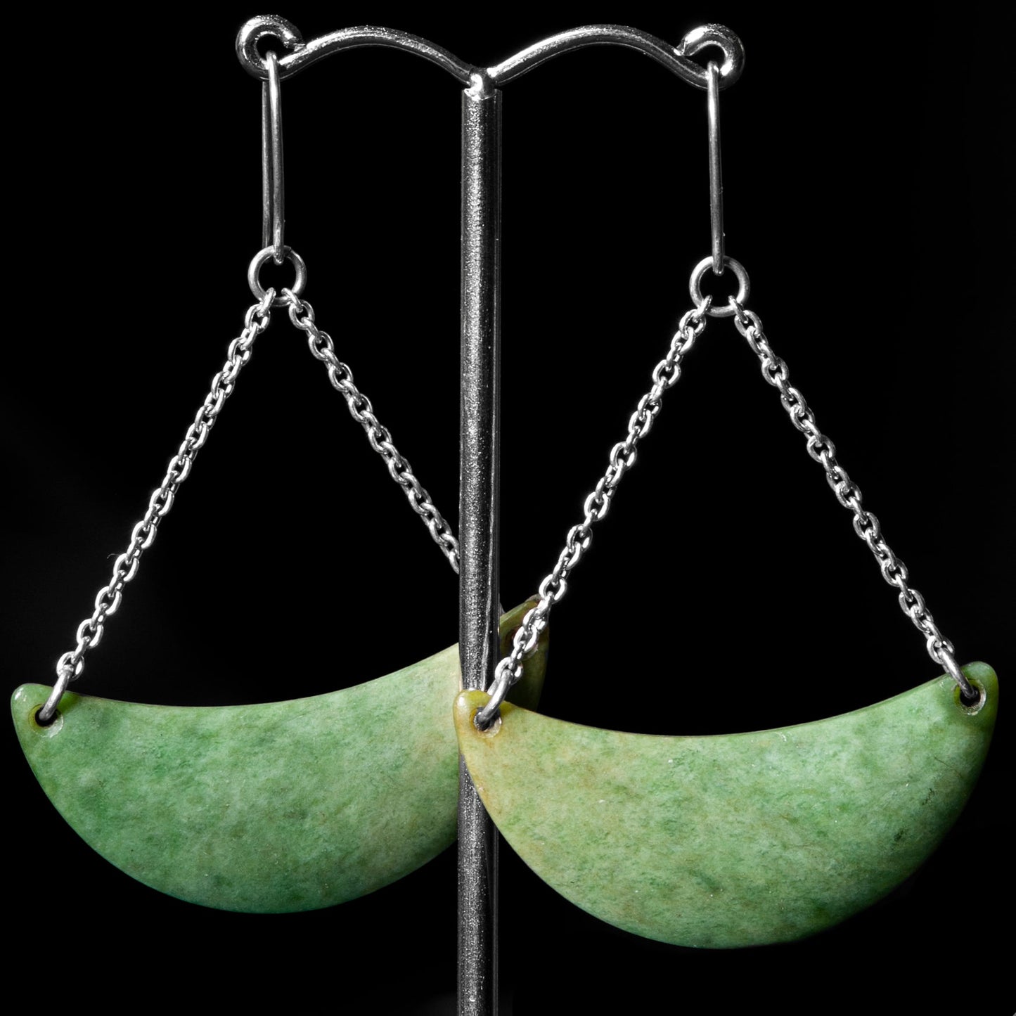 Crescent Drop Greenstone Pounamu Earrings