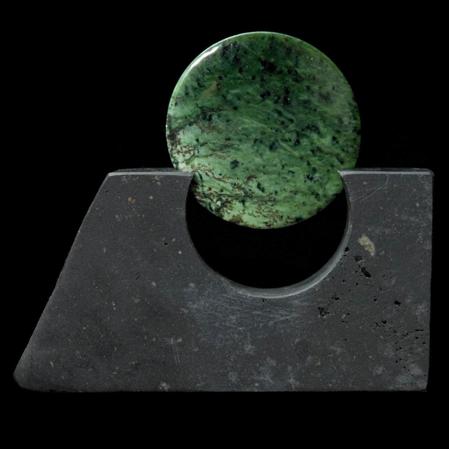 Pounamu disc form sculpture by Alex Sands - HM