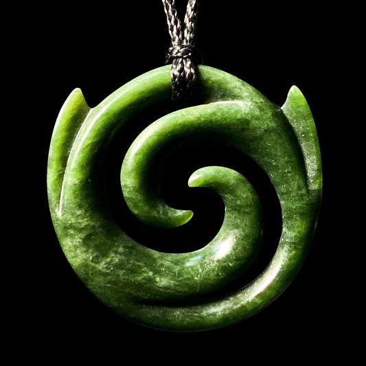 Flower Jade Koru by Shaun Gardiner - HM Pendant