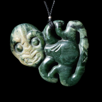 Medium Hei Tiki, handcrafted jade form by Al Brown Pendant