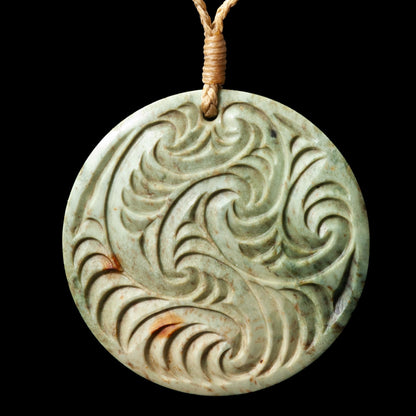 Carved Pounamu Disc by Alex Sands Pendant