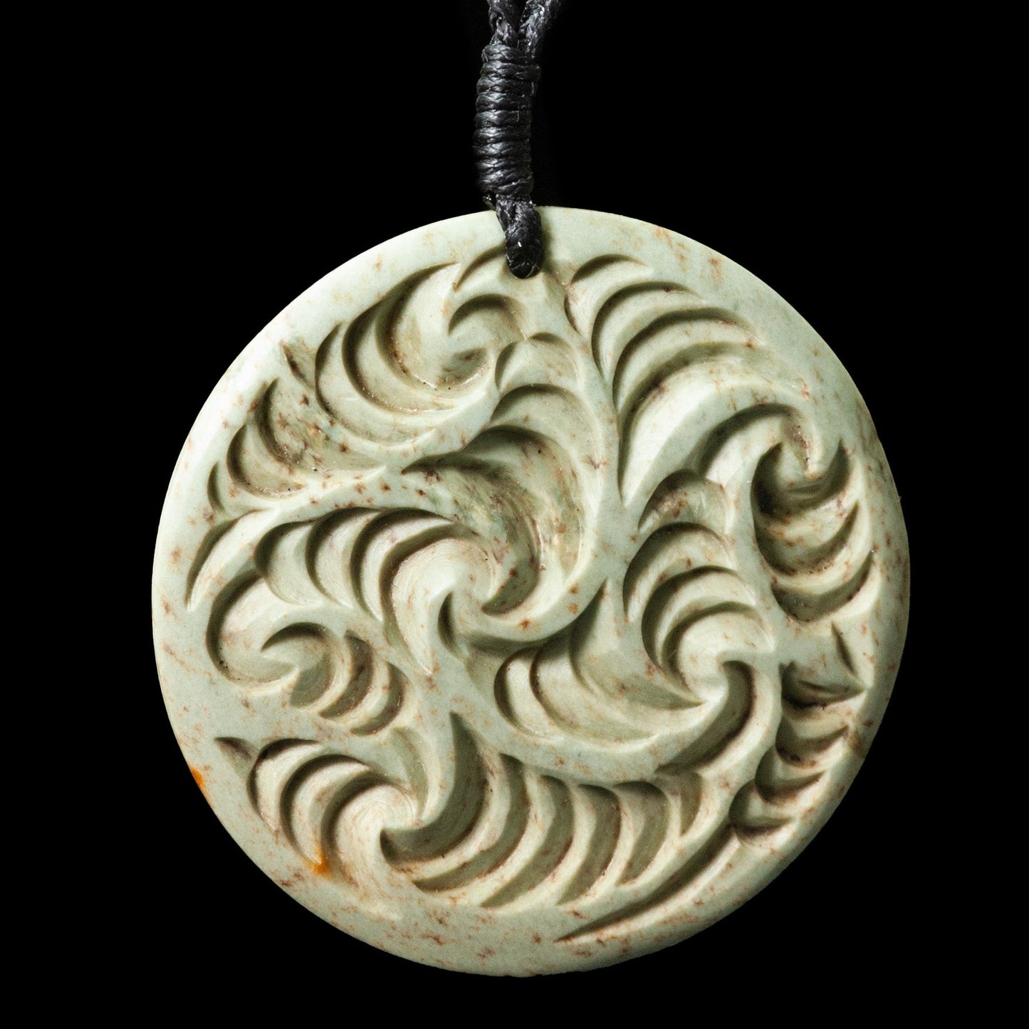 Carved Pounamu Disc by Alex Sands Pendant
