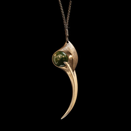 Silver and Jade Huia bird pendant by Madelyne Gourdin Necklace