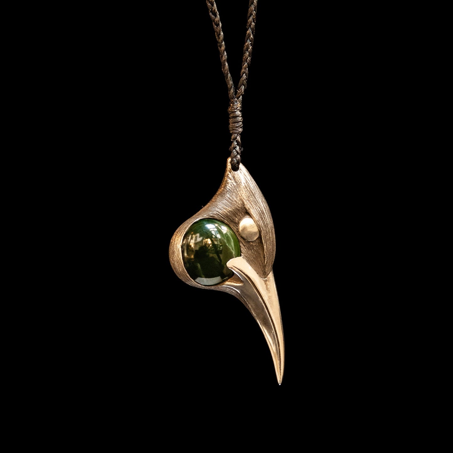 Silver and Jade Huia bird pendant by Madelyne Gourdin Necklace