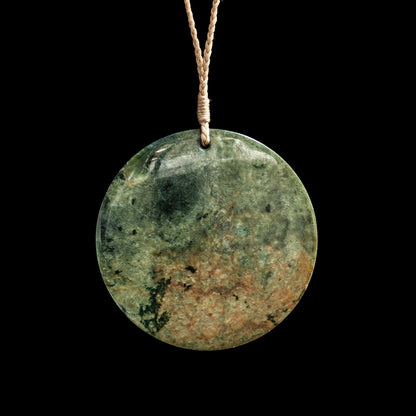 Handcarved Jade disc by Alex Sands - /24 HM Necklace