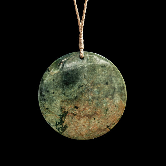 Handcarved Jade disc by Alex Sands - /24 HM Necklace