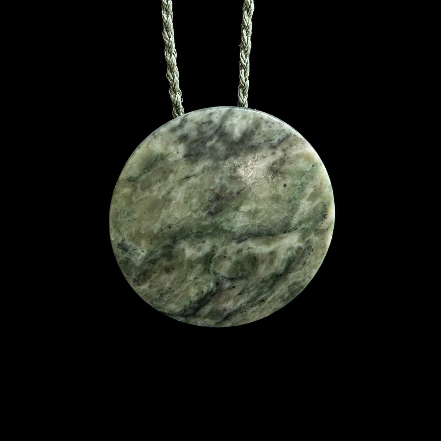 Jade Disc by hand-carved by Tim Steel Pendant