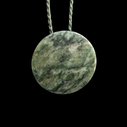 Jade Disc by hand-carved by Tim Steel Pendant