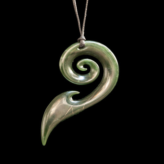 Jade Matau with Koru by Shaun Gardiner Pendant