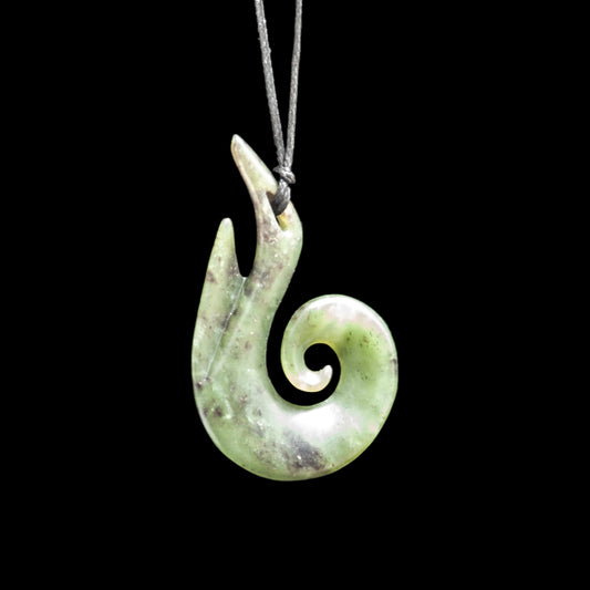 Jade Koru Matau with Koru by Shaun Gardiner Pendant