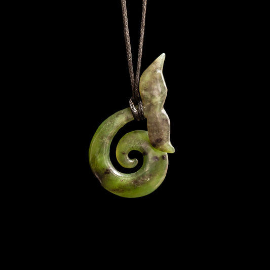 Jade Koru with a whale tail Pendant by Shaun Gardiner - HM