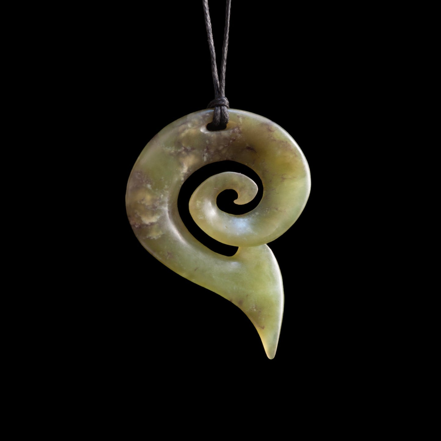 Jade Matau with koru by Shaun Gardiner Pendant