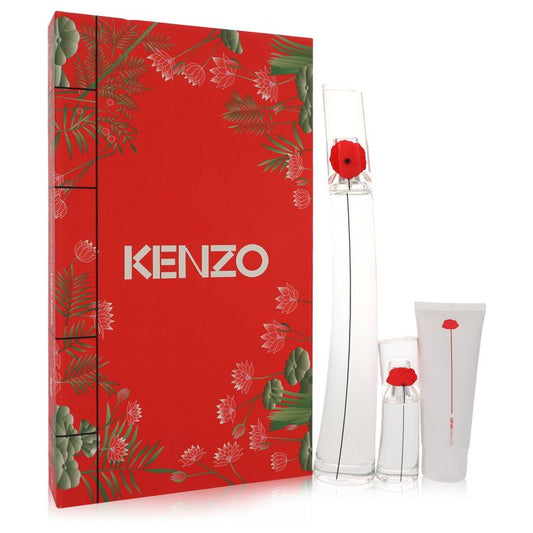Kenzo Flower Gift Set - 3.3 Eau De Parfum Spray + .5 oz Mini EDP + 2.5 oz Body Milk by Kenzo --