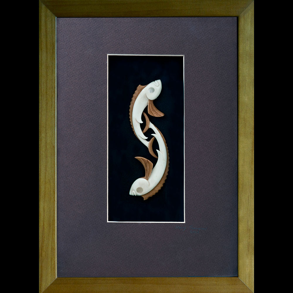 Framed Carved Bone Fish by Kerry Thompson Wall Art
