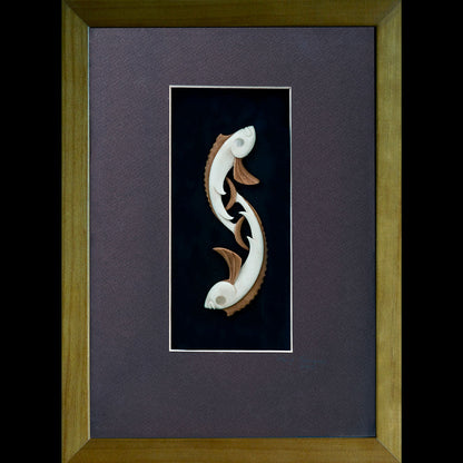 Framed Carved Bone Fish by Kerry Thompson Wall Art