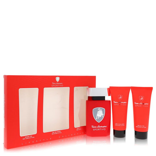 Lamborghini Sportivo Gift Set - 4.2 oz Eau De Toilette Spray + 3.4 oz Shower Gel + 3.4 oz After Shave Balm by Tonino Lamborghini --