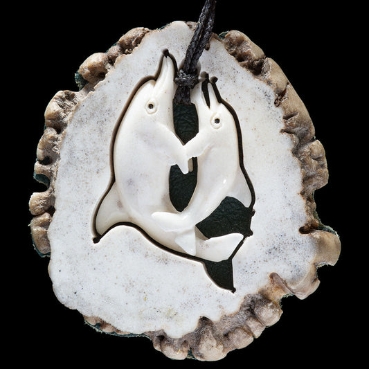 Playing Dolphins with Display Crown by Len Kay Pendant