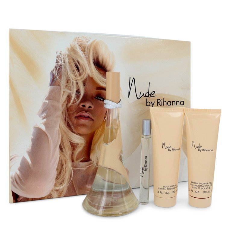 Nude By Rihanna Gift Set - 3.4 oz Eau De Parfum Spray + 3 oz Body Lotion + 3 oz Shower Gel + .33 oz Mini EDP Spray by Rihanna --