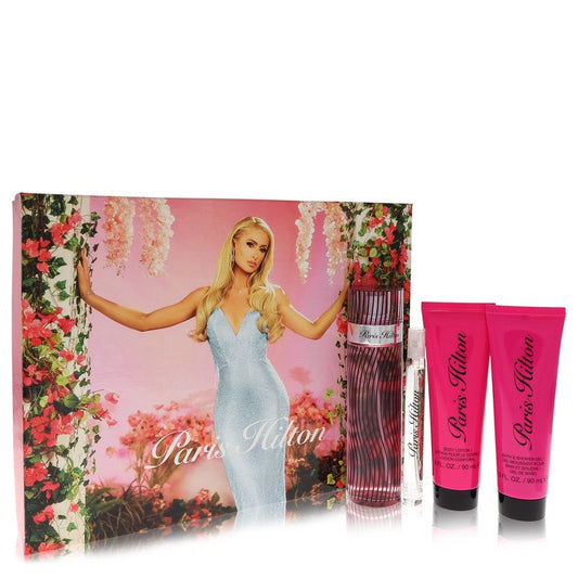 Paris Hilton Gift Set - 3.4 oz Eau De Parfum Spray + 3 oz Body Lotion + 3 oz Shower Gel + .34 oz  Mini EDP Spray by Paris Hilton --